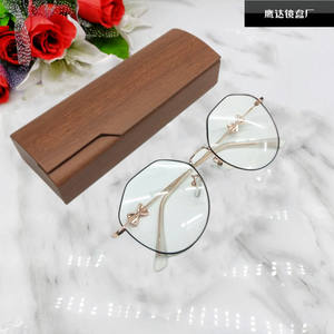 Grain de <span class=keywords><strong>bois</strong></span> moins bouton étui à <span class=keywords><strong>lunettes</strong></span> Spot myopie cadre ensemble LOGO lecture cristal résistant à la pression - Product Image 5