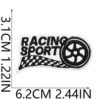Écussons brodés personnalisés de course automobile, drapeau à damier, casque, volant, badges thermocollants pour vestes, chapeaux, sacs, vêtements