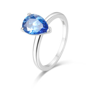 奥兰2CT梨切黑色宝石立方氧化锆承诺订婚925纯银戒指女性泪珠锆石结婚戒指 - Product Image 2