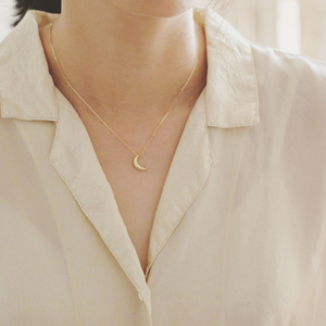 Collana girocollo a mezzaluna in acciaio inossidabile con catena a bambù, design delicato e piccolo a forma <span class=keywords><strong>di</strong></span> <span class=keywords><strong>luna</strong></span>, collana sportiva da donna corta con <span class=keywords><strong>luna</strong></span> crescente/declinante - Product Image 2