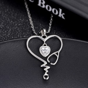 Collana con Ciondolo a Forma di Stetoscopio e Battito Cardiaco per Donne, Gioielli alla Moda - Product Image 4