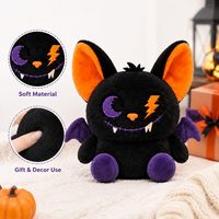 Peluche chauve-souris noire d'Halloween en coton PP, jouet anti-stress, animal en peluche doux avec yeux de lune, pour cadeau de vacances, décoration de fête, faible MOQ, OEM, ODM