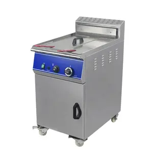 Commercial Restaurant One Tank Double Baskets Free Standing Gas Deep Fryer With Cabinet