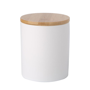 Customized Matt White Airtight Ceramic Canister Tea Coffee Sugar Salt Bamboo Lid Storage Jar