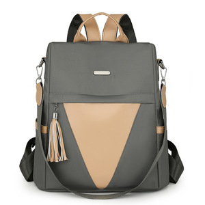 Mochila urbana de gran capacidad para mujer 2024, patrón geométrico Simple de PU con Color de contraste para bolso escolar para niñas - Product Image 1