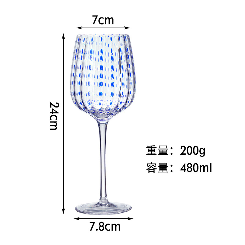 180443 - Copa de vino tinto con borde azul perla