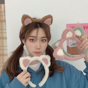 Serre-tête en laine à oreilles de chat mignonnes style coréen pour filles, accessoire de mode en peluche, bandeau de dessin animé pour enfants, coiffe douce, accessoires capillaires - Product Image 2