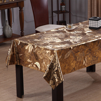 Nappe en PVC RNPT Effet Feuille d'Or Broyée, Dos en Tissu Opaque, Facile à Nettoyer pour Banquets, Hôtels et Restaurants