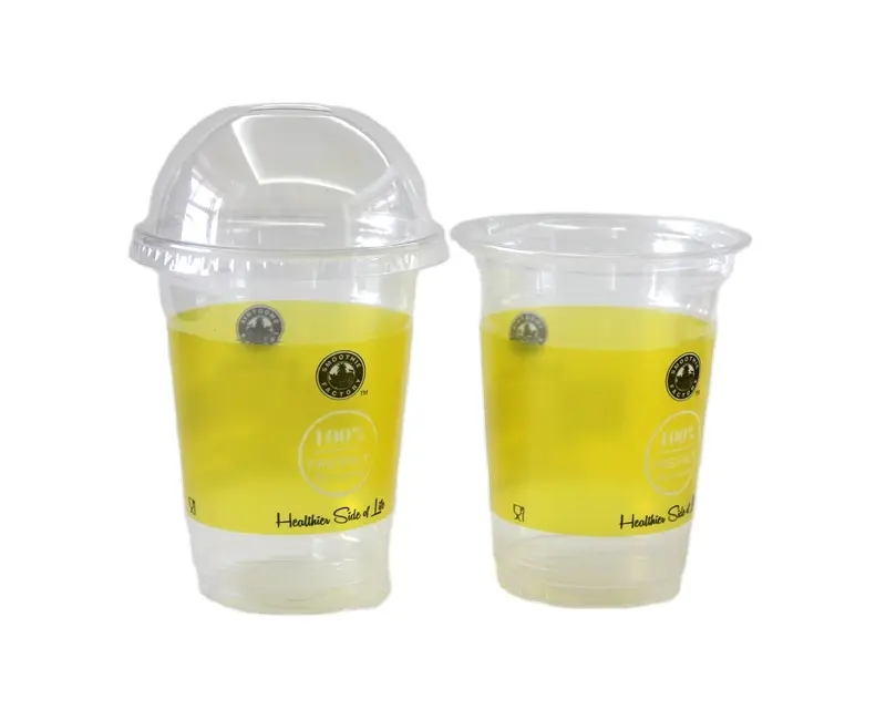 하이 퀄리티 에코 사용자 정의 로고 인쇄 투명 PP PET 찻잔 일회용 플라스틱 컵 뚜껑 투명