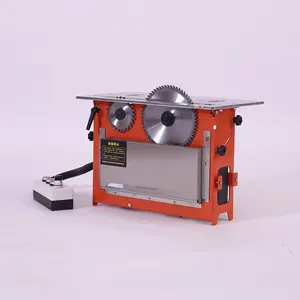 Ahşap küçük elektrikli kaldırma çift testere makinesi mini ahşap kesme makinası masa testere için 45/90 derece kesme