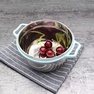 Stainless Steel Food Storage Bowls With Lids Round Clip On Handles Sky Blue And Green Travel Use - Product Image 4