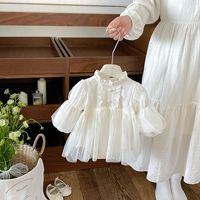 Robe barboteuse en tulle style cour française pour bébé fille, manches bouffantes, col à volants, pour 100 jours, 1er anniversaire, tenue de princesse