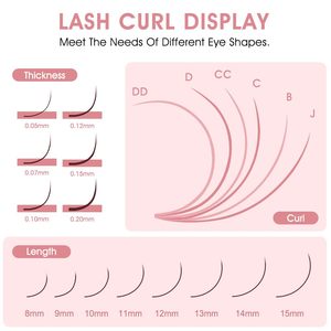 Extensions de cils individuelles en plateau, fournitures pour extensions de cils en soie noir mat, extensions de cils volume intense en cachemire - Product Image 4