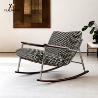 Fauteuil à bascule ergonomique en tissu et bois de frêne, design moderne et épuré, détachable, lavable, écologique, pour salon, balcon ou bureau