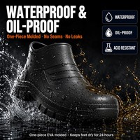 Bottes de sécurité pour chef imperméables, résistantes à l'huile et aux acides, sans couture, mi-mollet, antidérapantes, à semelle à crampons profonds, pour la cuisine