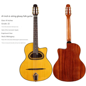 Guitare folk orange 41 pouces 6 cordes Sapele grande bouche placage d'épicéa palissandre guitare classique professionnelle brillante <span class=keywords><strong>gitane</strong></span> - Product Image 1