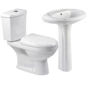 Inodoro y Lavabo de Cerámica Blanca de Dos Piezas con Doble Descarga, Montado en el Suelo, para Uso en Baños y Hoteles - Product Image 4