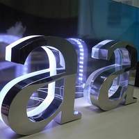 Lettres encastrées LED rétroéclairées en acier inoxydable personnalisées pour intérieur, enseigne lumineuse personnalisée pour centre commercial, hall d'ascenseur, mur