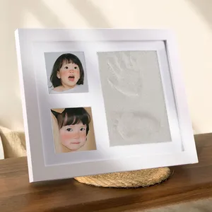 Toptan DIY Premium yenidoğan bebek Handprint ve ayak izi kil çerçeve fotoğraf çerçevesi yenidoğan erkek ve kız için