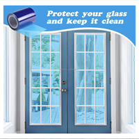 Película Protectora Transparente Azul para Superficies, Antiarañazos, Temporal, para Ventanas y Muros Cortina de Vidrio