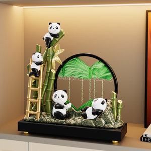 Adorno de pintura de arena de bambú con diseño de panda de Chengdu, estilo chino tradicional, decoración para el hogar, regalo para la sala de estar - Product Image 4
