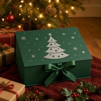 Boîte cadeau de Noël A5 verte, émeraude mate, à rabat magnétique avec ruban, pour cadeaux, vente en gros directe d'usine pour la vente au détail