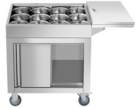 Chariot à épices commercial en acier inoxydable, chariot à assaisonnements soudé, chariot de cuisine mobile avec roues