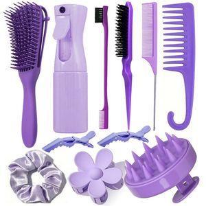 Gran oferta, juego de herramientas de peluquería de 11 Uds. con peine de ocho puntas, peine de cola puntiaguda, cepillo para cejas, pinza para el pelo, botella de Spray de plástico - Product Image 3