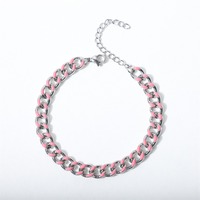 Bracelet jonc tendance en acier inoxydable plaqué or 18 carats avec chaîne cubaine, motif goutte d'huile émaillée colorée et minimaliste, empilable pour femme