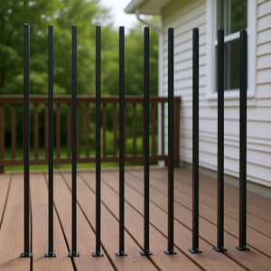 Barandilla Clásica Hueca Recta para Terraza, Acabado Negro Satinado con Recubrimiento en Polvo, 44'' x 0.5'', Barandilla Decorativa Cuadrada de Aleación de Aluminio - Product Image 2