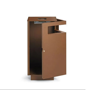 Pattumiera di rifiuti pubblici in acciaio Corten per esterni, - Product Image 1