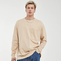 Camiseta de Manga Larga con Cuello Redondo y Bolsillo Frontal para Hombre, Estilo Vintage, Diseño Estampado, 100% Algodón, 320g, Transpirable, Marca Imperio