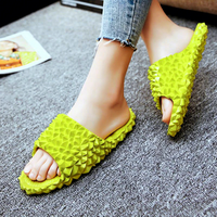 Pantoufles pour femmes en forme de durian, antidérapantes, été, intérieur/extérieur, design en Y, dessus en PVC, semelle extérieure en caoutchouc, pantoufles populaires