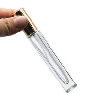 Flacon pulvérisateur vide de 10 ml (1/3 oz) avec pompe, flacon de parfum transparent de 10 ml, flacon en verre à paroi épaisse, long et fin, rond/carré, flacon d'arôme en verre