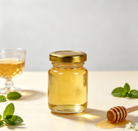 Stoples Madu Kaca Mini dengan Tutup Emas, Stoples Kaca Kecil Kosong untuk Madu, Selai, Suvenir Pernikahan, Penyimpanan Makanan