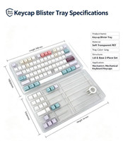 Custom Recyclable 1mm Thick Blister Packaging for Keycap Storage Case Clear PET Tray Hinged Lid Custom Logo/Graphic Design