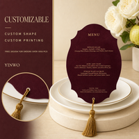 Carte de menu de mariage découpée sur mesure, forme festonnée, fabricant OEM ODM pour menus de restaurant
