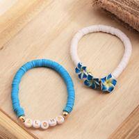 Bracelet élastique personnalisé style bohème fleur de prunier, perles en céramique douce colorées, ensemble de bracelets d'amitié tendance