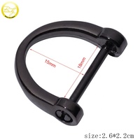 Großhandel Gun metal Small Metal D Ring Schnalle Luxus Zink legierung D-Form Logo Rohlinge für Leder Zubehör Sicherheits funktion