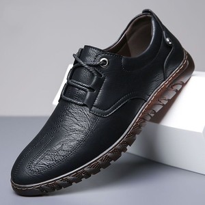 Chaussures plates Oxford Derby pour hommes de haute qualité, en cuir, à lacets, à bout carré, style habillé, décontracté et professionnel, à tige basse, tendance - Product Image 2