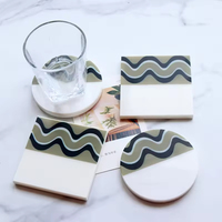 Nouveau produit cadeaux promotionnels de Noël impression couleur personnalisée écologique sous-verre en marbre de forme carrée ronde blanche de Carrare