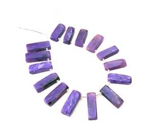 Gema de Charoite Natural, 15 piezas, cuentas de forma rectangular lisa, fabricante al por mayor, alta calidad, 2022 - Product Image 1