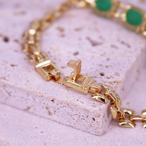 <span class=keywords><strong>Bracciale</strong></span> Yoya con Catena in <span class=keywords><strong>Giada</strong></span> <span class=keywords><strong>Verde</strong></span> Naturale Placcato Oro 18K per Donne, Gioiello Regolabile con Gemma per Occasioni Speciali - Product Image 5