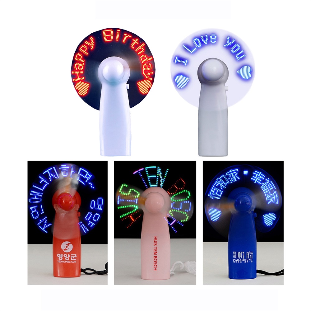 Ventilador con luz LED y logotipo personalizado, luminoso, portátil, regalo promocional