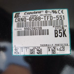 คอมเพรสเซอร์ทำความเย็นโคปแลนด์ รุ่น CRNQ-0300-TFD-522 แบบลูกสูบ 8P ป้องกันความร้อน สำหรับใช้งานในอุตสาหกรรม - Product Image 3