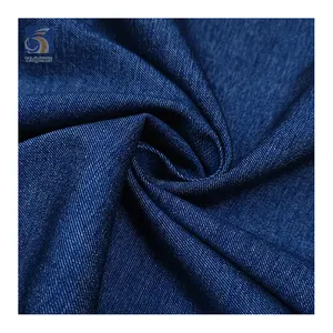 Nouvel arrivage de tissu double cationique bleu jeans polyester rayonne spandex tissu denim extensible de haute qualité