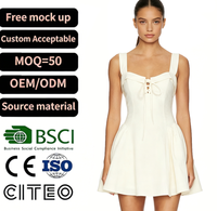 Robe Courte Blanche à Col Carré et Nœud sur le Devant pour Femme – Modèle Été Doux, Coupe Trapèze, Sans Manches – Vêtement Tendance pour Boutique de Mode