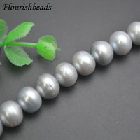 Offre Spéciale à la mode naturel d'eau douce gris 9mm perle plat forme ronde perles en vrac pour femmes hommes bijoux collier Bracelet fabrication
