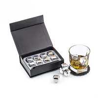 Meilleures ventes : Ensemble de pierres à whisky réutilisables en acier inoxydable de forme carrée, personnalisables avec logo, écologiques, pour fêtes et bars