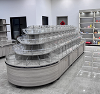 Étagère de présentation en bois à grain naturel pour snacks, comptoir multi-niveaux pour fruits secs, noix et bonbons, étagère alimentaire en bois pour supermarché